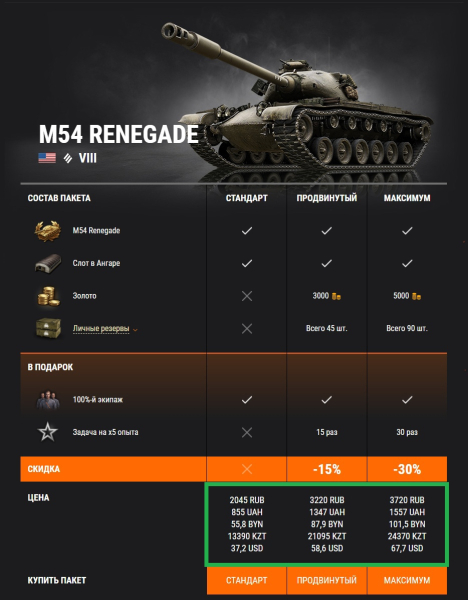 Vk 75.01 (K) И M54 Renegade В Премиум Магазине World Of Tanks